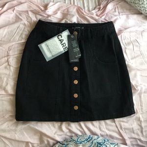 Stradivarius button front denim mini skirt BLACK